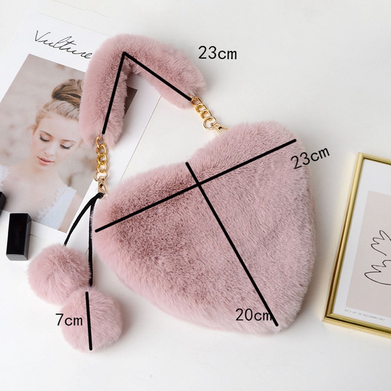 Fancysip Túi Đeo Chéo Vai Bằng Vải Lông Xù Hình Trái Tim Sức Chứa Lớn Thời Trang Thu Đông Dành Cho Nữ