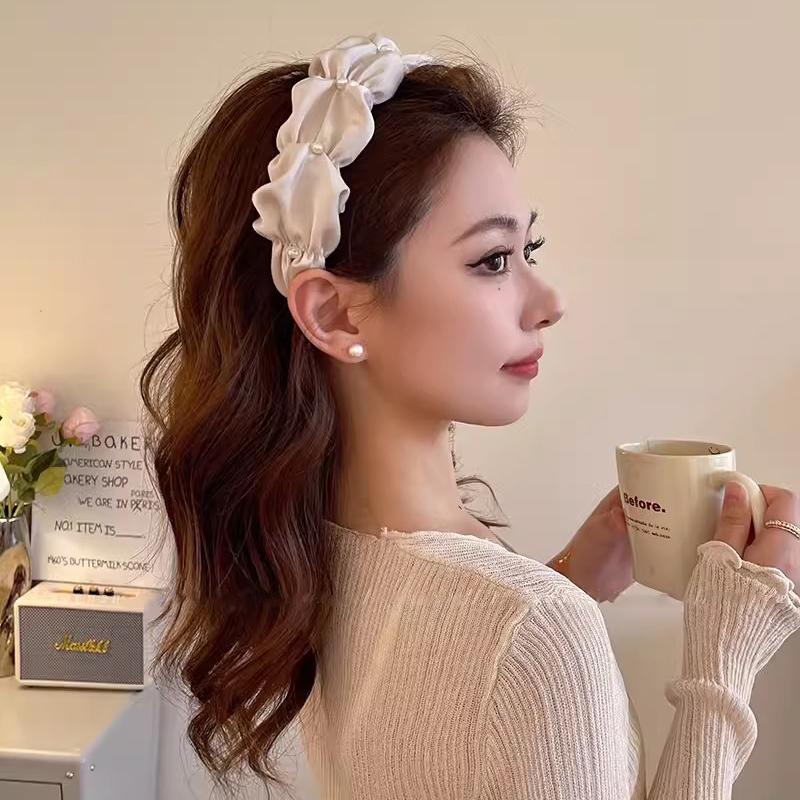 Băng đô cài tóc CHLINS bong bóng xếp ly thanh lịch thời trang cho nữ