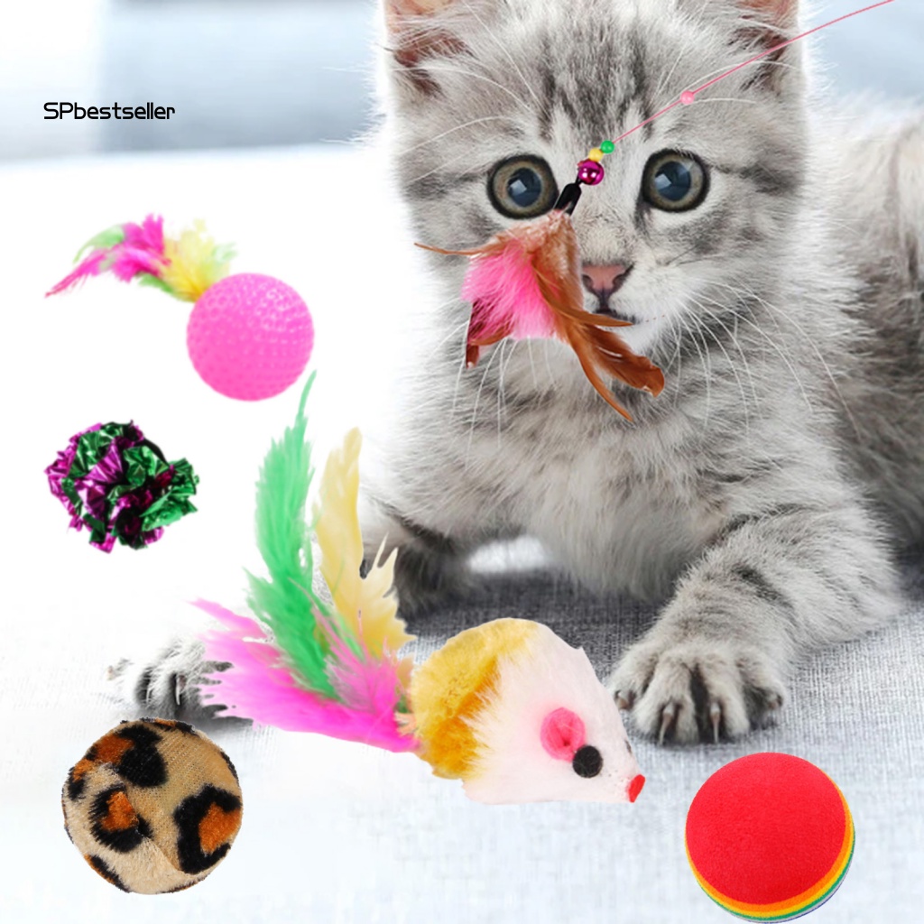 Set 26 Chuột Nhồi Bông Đồ Chơi Phát Ra Tiếng Kêu Vui Nhộn Cho Mèo Cưng