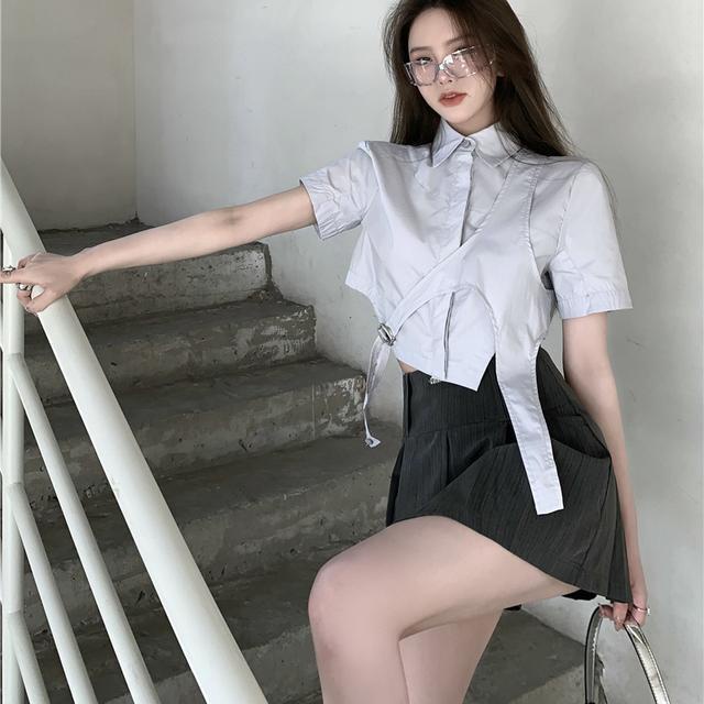 Set Áo Sơ Mi Ngắn Tay Và Chân Váy Thiết Kế Độc Đáo Thời Trang Mùa Hè Cho Nữ