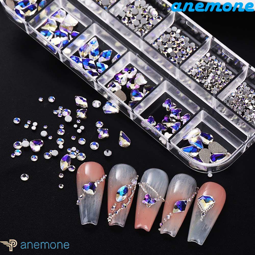 ANEMONE Phụ Kiện Đính Đá 3D Nhiều Hình Dạng Trang Trí Móng Tay Cho Nữ