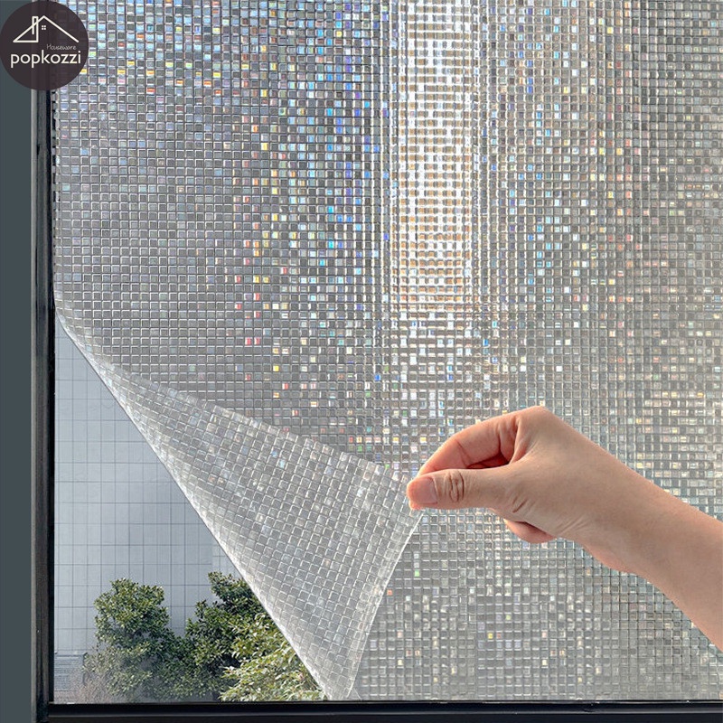 Popkozzi Miếng Dán 3D Hình Cầu Vồng Chống Nhìn Trộm Trang Trí Cửa Kính / Phòng Tắm Miếng Dán Cửa Sổ Kính Họa Tiết Cầu Vồng Dễ Thương