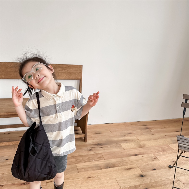 Áo polo sọc ngang dễ thương cho bé