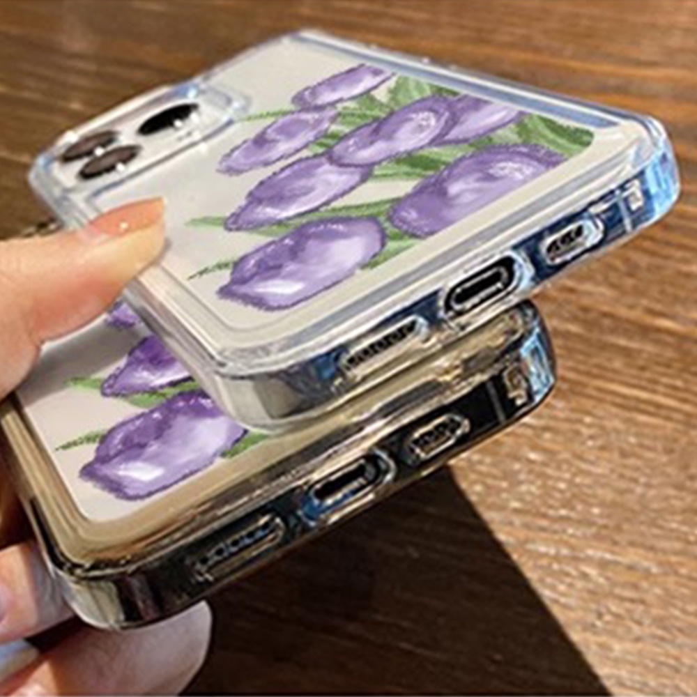 Ốp Điện Thoại TPU Mềm Chống Rơi Chống Bụi Bẩn Họa Tiết Hoa Tulip Cho IPhone 14 13 12 11 Pro Max X XR 8 7 Plus