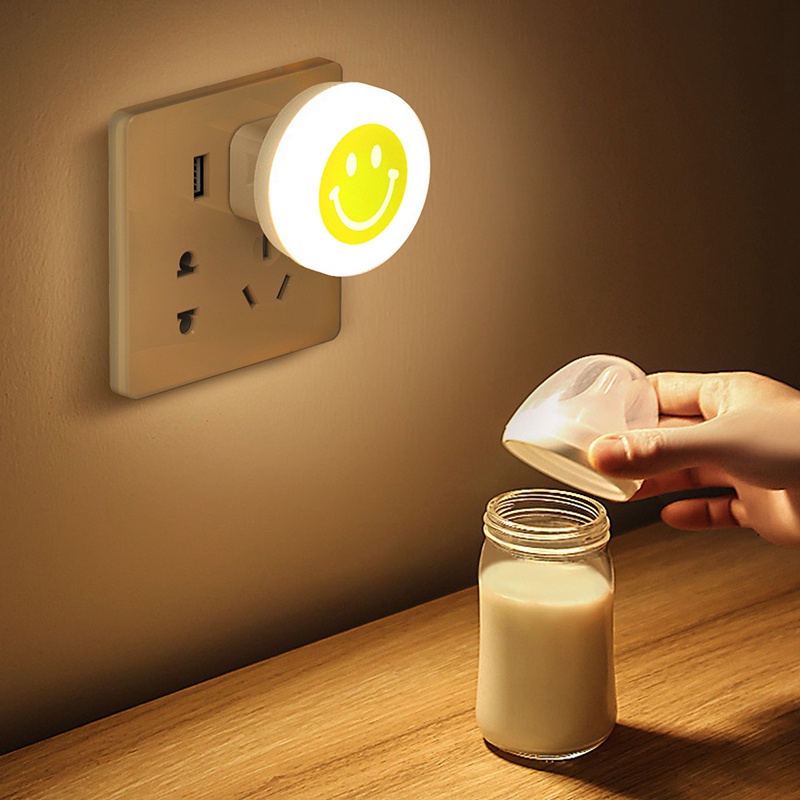 Đèn Ngủ USB Hình Mặt Cười Hoạt Hình Dễ Thương Nhỏ Gọn Trang Trí Phòng Ngủ