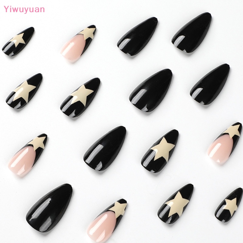 < Yiwuyuan > Hộp 24 Móng Tay Giả Pháp Y2k Dạng Nhấn Hình Hạt Kim Cương Có Thể Mặc Với Thiết Kế Toàn Diện Mới