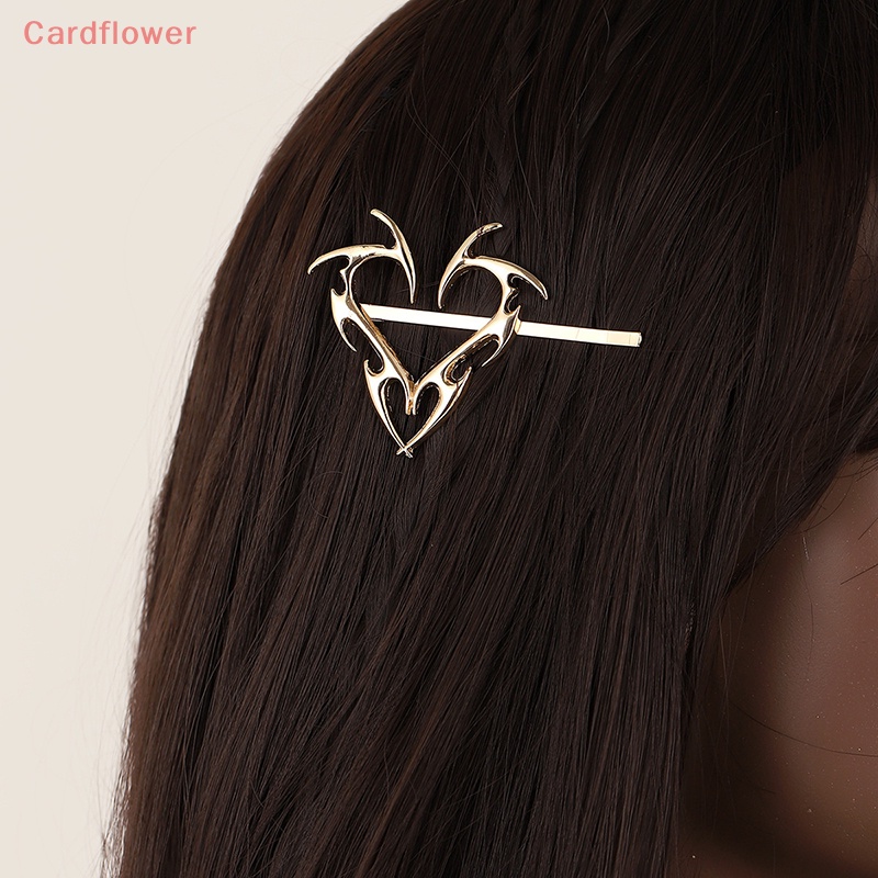 < Cardflower > Kẹp Tóc Kim Loại Hình Trái Tim Trái Tim Phong Cách Hip Hop Hàn Quốc Cá Tính Dành Cho Nữ