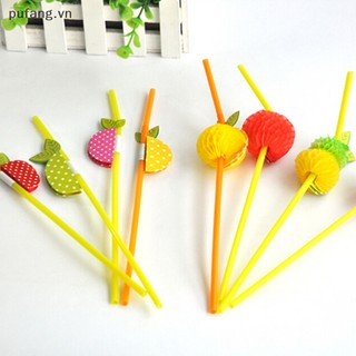 Pufang 50 Ống Hút Nhựa Hình Trái Cây Có Dù Cho Tiệc Bãi Biển vn