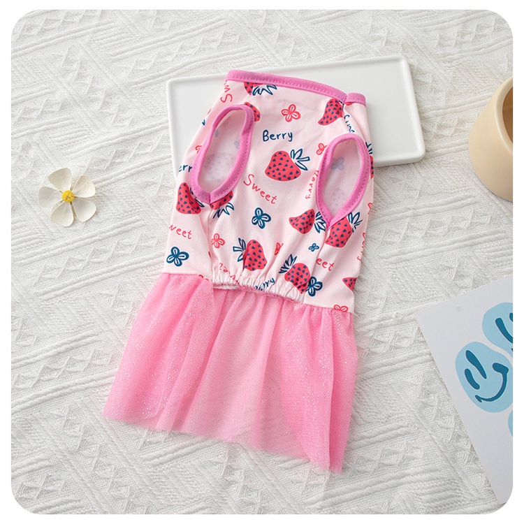 Đầm Công Chúa Phối Lưới Dễ Thương Thời Trang Mùa Hè Cho Cún Cưng Shih Tzu