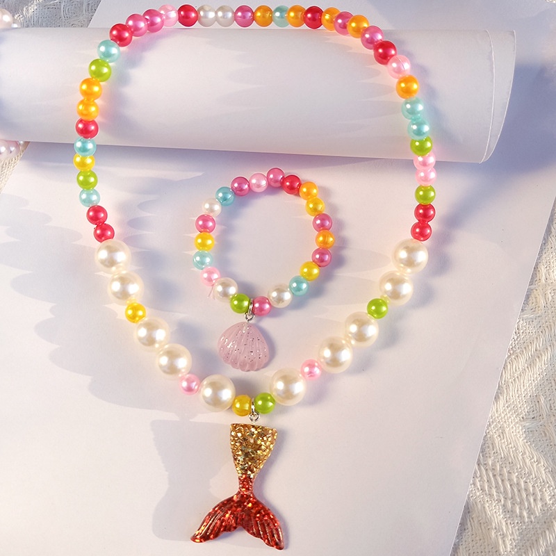 Bộ Vòng Tay + Vòng cổ + Bông Tai Hình Nàng Tiên Cá