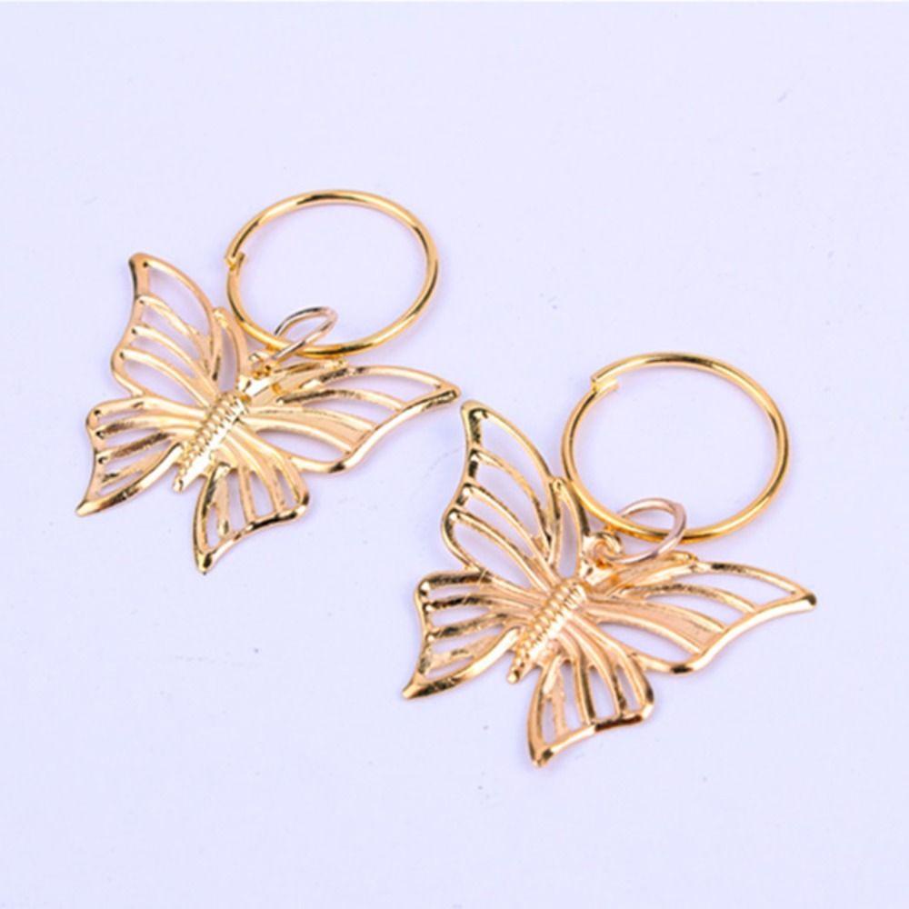 Bộ 10 Hạt Xỏ Lỗ Hình Bướm Bằng Hợp Kim Màu Vàng Phong Cách Châu Phi Độc Đáo Dùng Trang Trí Tóc DIY