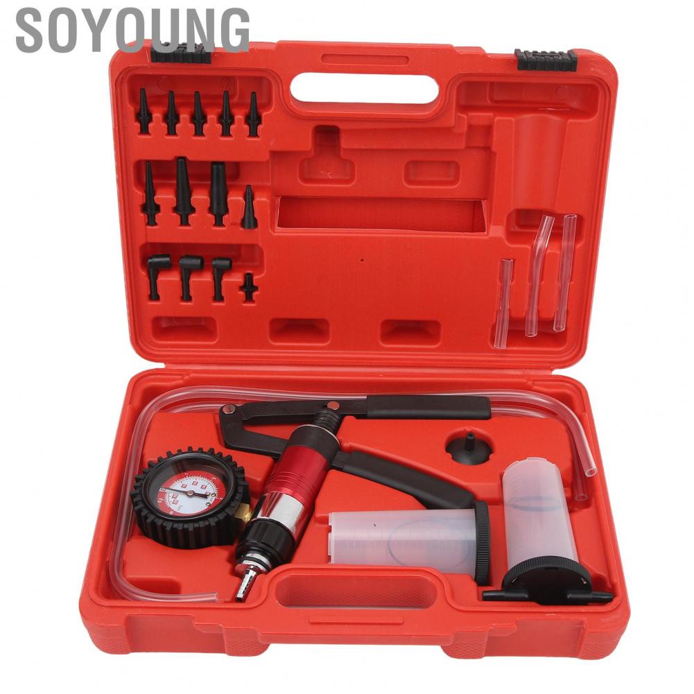Soyoung Brake Bleeder Kit Easy To Read Hand Held Vacuum Pressure Pump Tester High Precision Convenient 0‑26 Inhg for Truck
