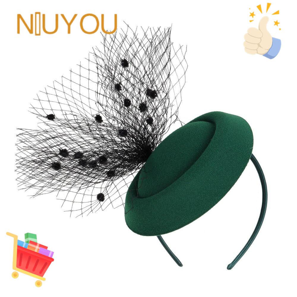 Niuyou Mũ Beret Thắt Nút Màu Trơn Vintage Thời Trang Dự Tiệc Cocktail Cho Nữ