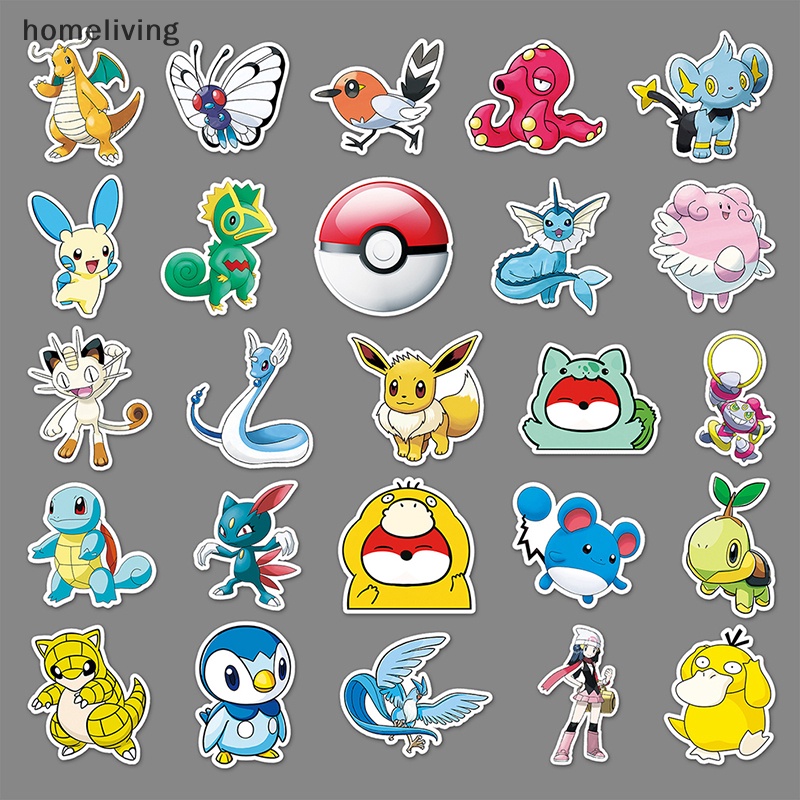 Bộ 50 Miếng Dán Họa Tiết Hoạt Hình Pokemon DIY Trang Trí Vali / Laptop / Va Li Cho Bé