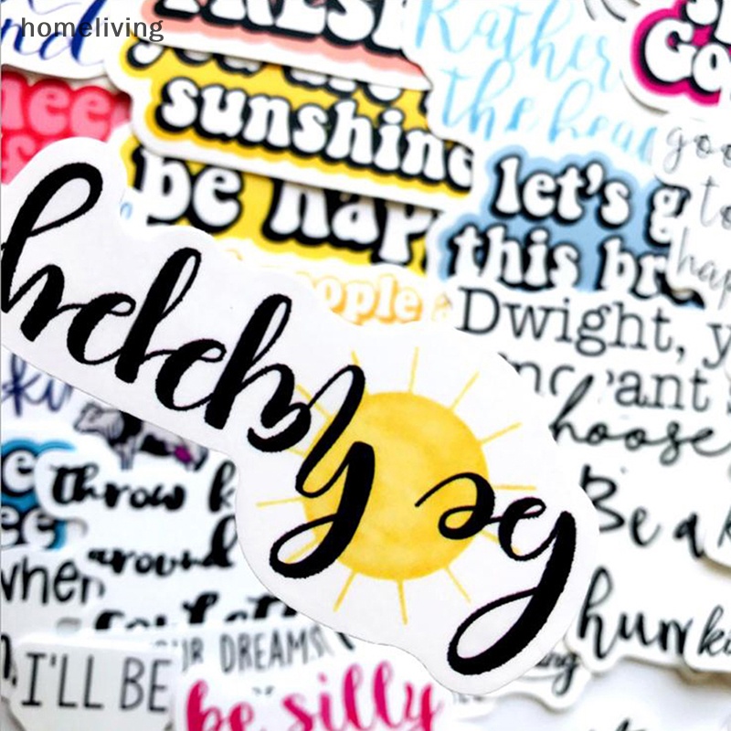 Bộ 50 Miếng Dán Trang Trí Laptop Ván Trượt In Chữ Tiếng Anh Truyền Cảm Hứng