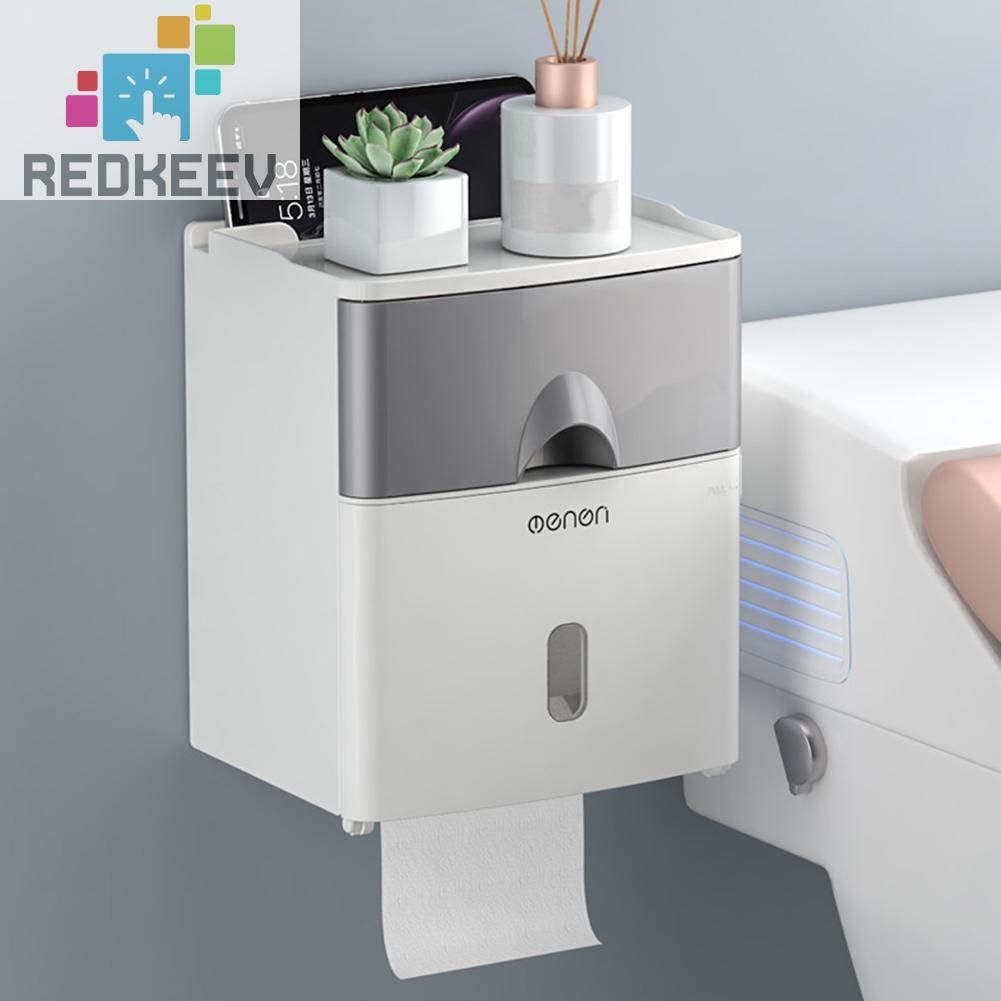 Hộp Đựng Khăn Giấy Hai Tầng Gắn Tường Chống Nước Không Cần Đục Lỗ Cho Nhà Tắm / Nhà