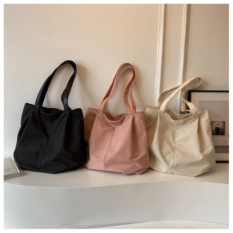 Túi Tote Đeo Vai Bằng Vải Bạt Sức Chứa Lớn 34X33CM Cho Nữ