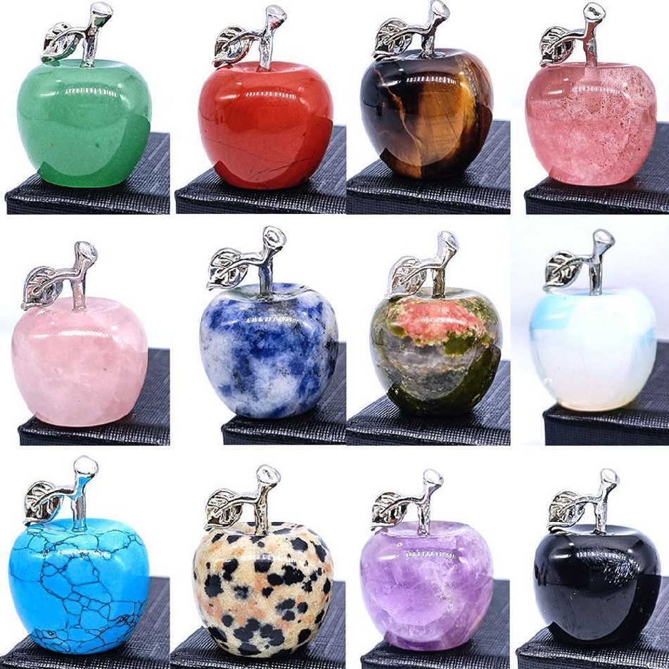 Apple Statue Healing Crystal Gemstone Natural Stone Christmas Home Decor