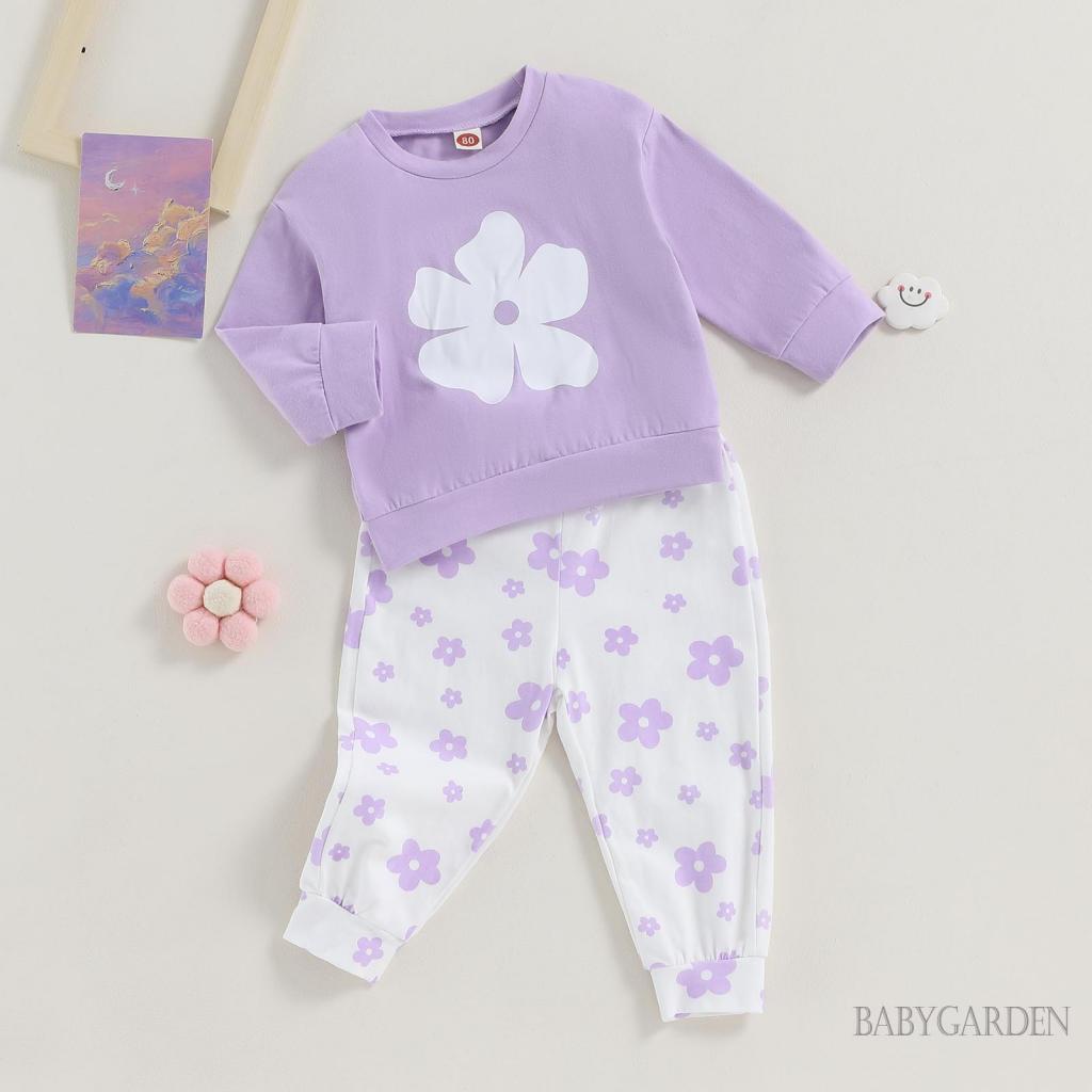 Set Đồ 2 Món Gồm Áo Sweater Tay Dài In Họa Tiết Hoa + Quần Dài Dễ Thương Cho Bé Gái 6 Tháng-5 Tuổi