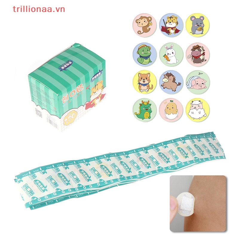 Hộp 120 Băng Cá Nhân Tròn Thoáng Khí Chống Thấm Nước Cho Bé