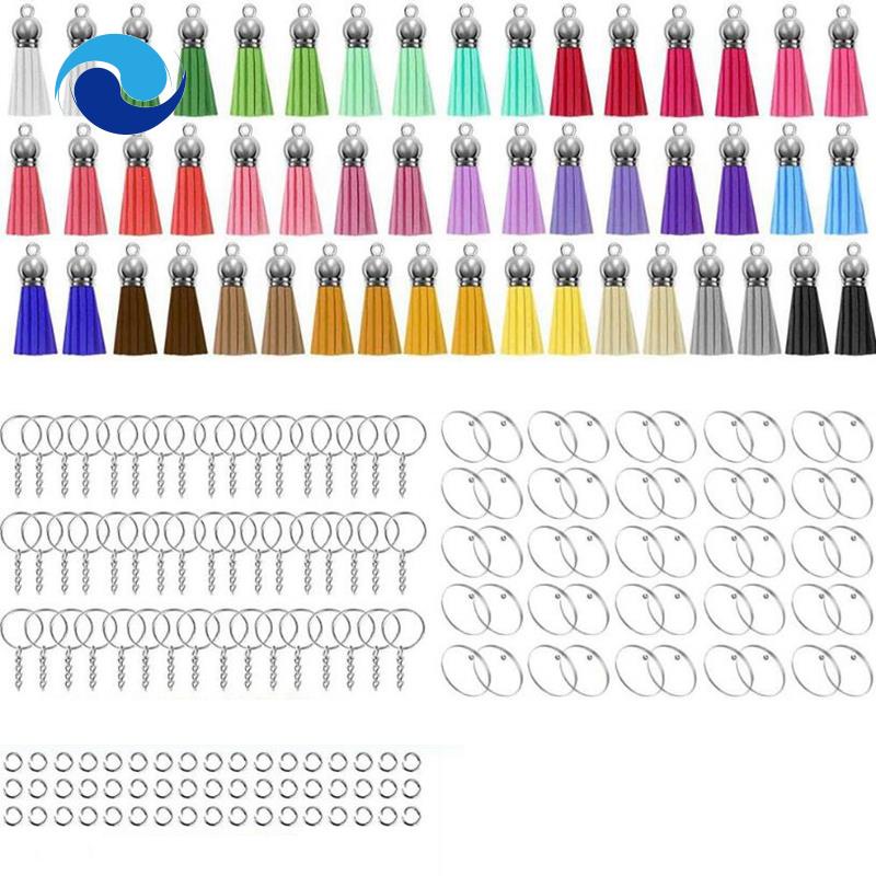 Set 200 Đĩa Tròn Acrylic Trong Suốt Làm Móc Khóa DIY