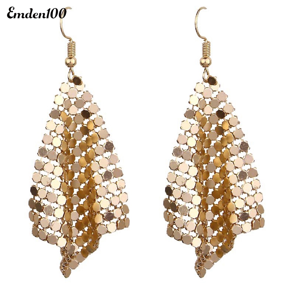 Đôi Khuyên Tai Dài Đính Kim Sa Thời Trang Cho Nữ