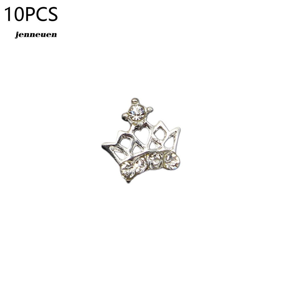 Set 10 Phụ Kiện Đính Trang Trí Móng Tay 3D Hình Vương Miện Xinh Xắn