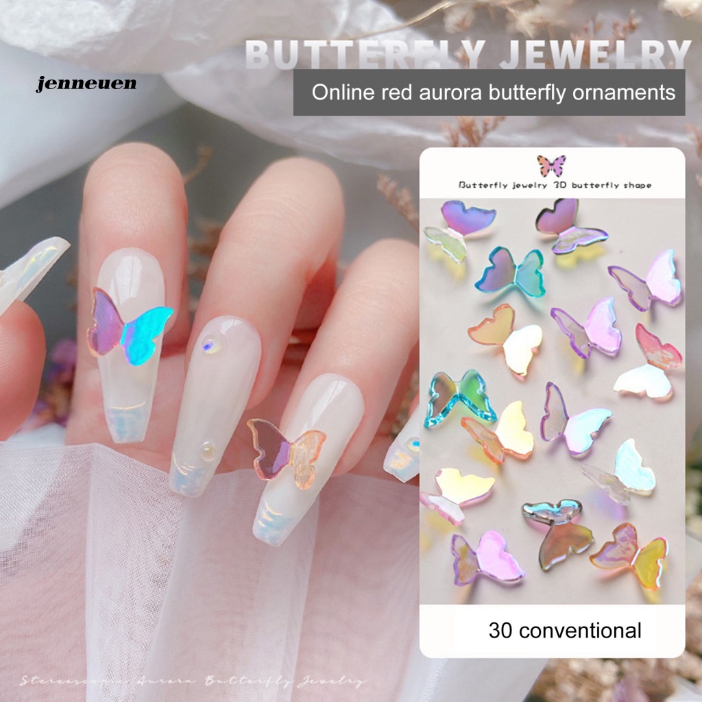 Set 30 Phụ Kiện Trang Trí Móng Tay Nghệ Thuật Hình Bướm Dễ Sử Dụng