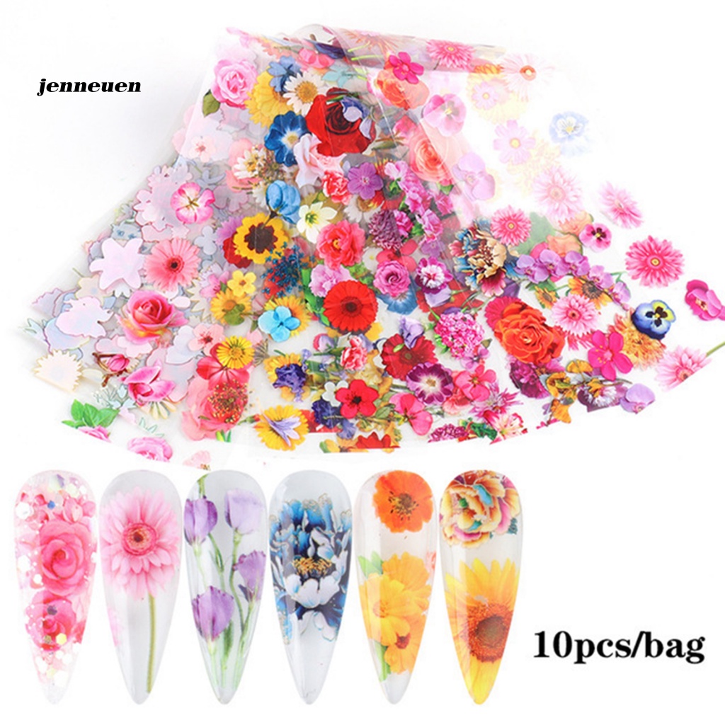 Set 10 Miếng Dán Trang Trí Móng Tay Nghệ Thuật Họa Tiết Động Vật Graffiti