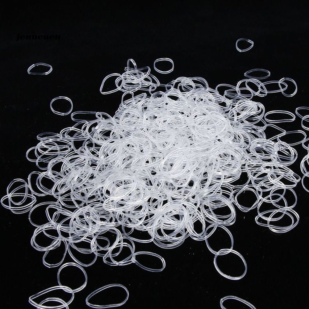 Set 500 Dây Thun Buộc Tóc Trong Suốt Dùng Một Lần Tiện Lợi Giá Đỡ