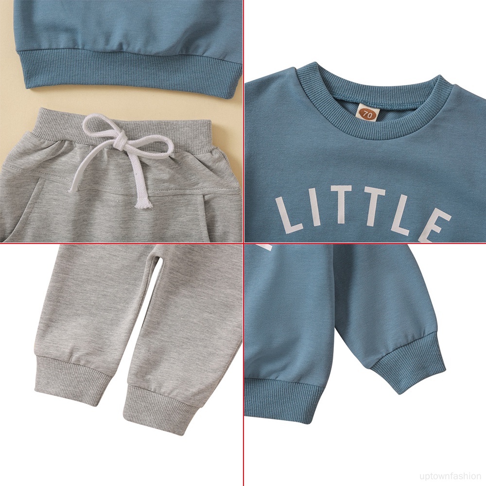 Set Đồ 2 Món Gồm Áo Sweater Cổ Tròn In Chữ + Quần Dài Thời Trang Thu Đông Cho Bé Trai