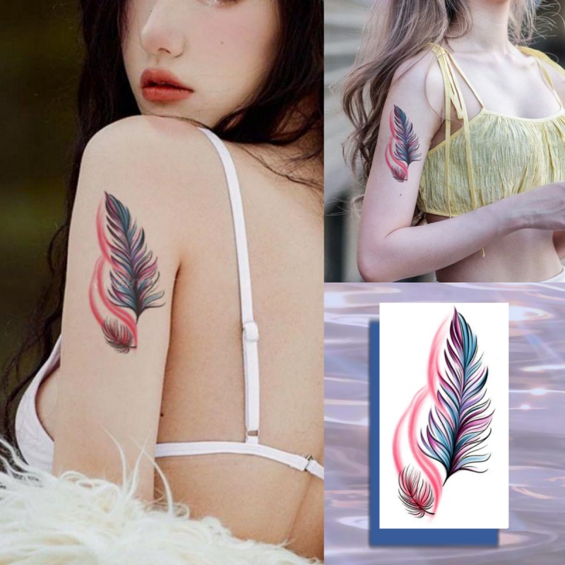 Hình Xăm Dán Tạm Thời Chống Thấm Nước Hình Lông Vũ Quyến Rũ