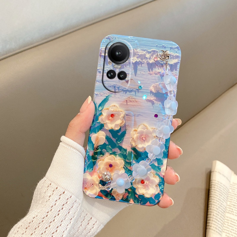 Ốp Điện Thoại Dẻo Màu Pha Lê Sang Trọng Kèm Vòng Đeo Tay Cho OPPO Reno10 Pro Reno 10 Reno10 Pro + 5G Reno10Pro + 2023