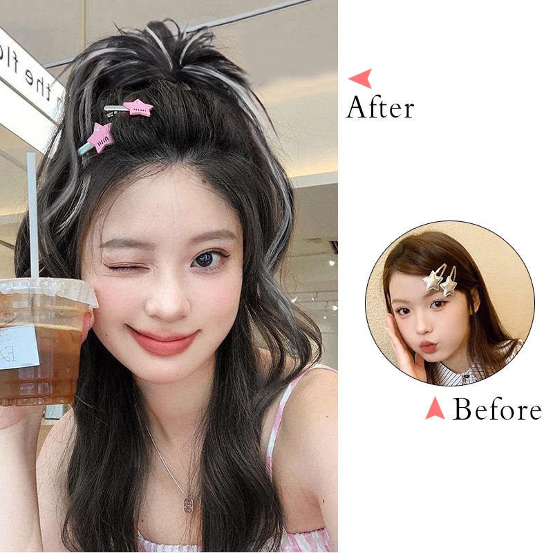 Tóc Đuôi Ngựa Giả Xoăn Nhuộm Màu Đen / Hồng / Xám Dành Cho Nữ