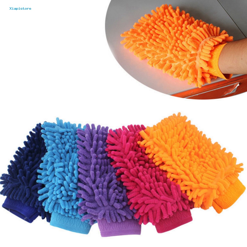 1 Găng Tay Chenille Mềm Mại Màu Sắc Ngẫu Nhiên Dùng Rửa Xe Hơi
