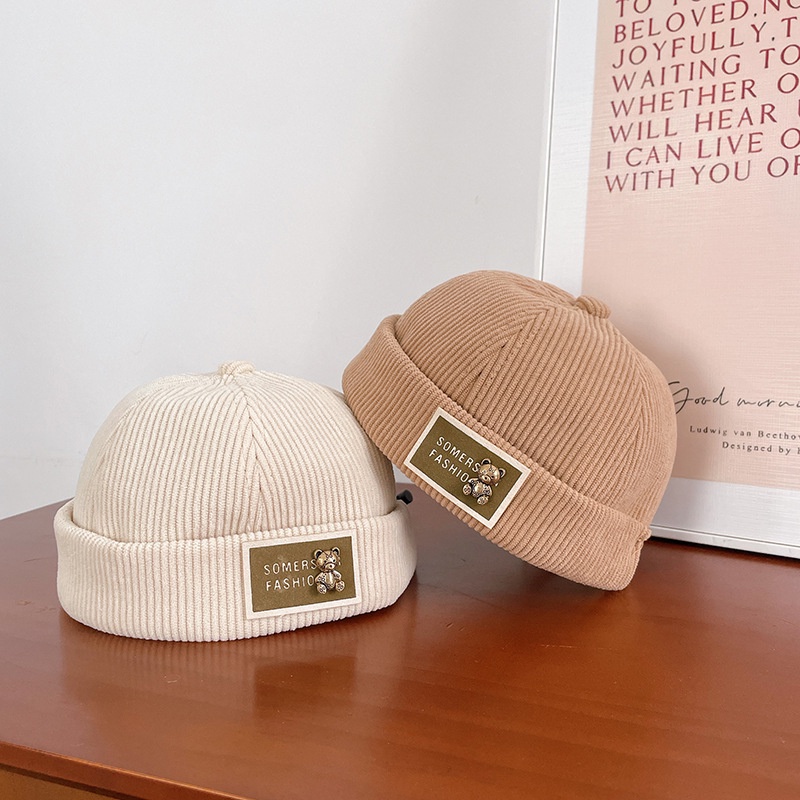 Mũ Beanie Vải Nhung Họa Tiết Hoạt Hình 3D Phong Cách Hàn Quốc Cho Bé
