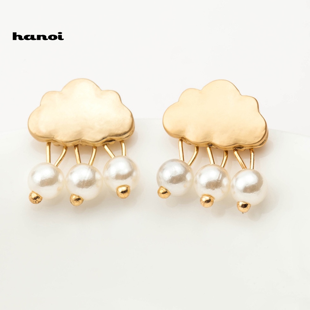 Bông Tai Hình Đám Mây Mưa Đính Ngọc Trai Giả Thời Trang Cho Nữ