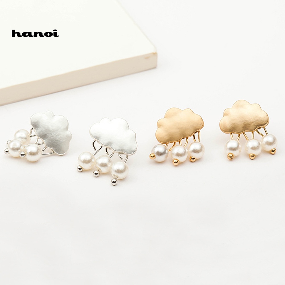 Bông Tai Hình Đám Mây Mưa Đính Ngọc Trai Giả Thời Trang Cho Nữ