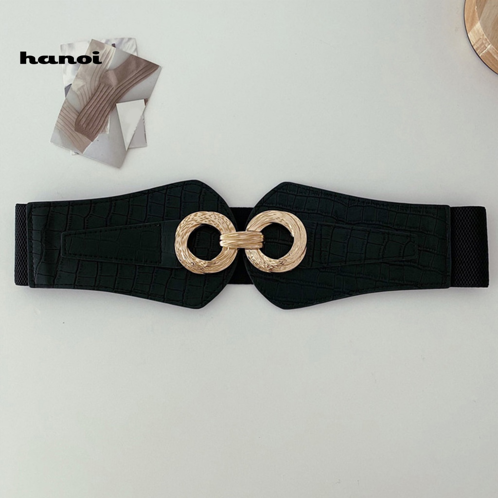 Thắt Lưng Giả Da Bản Rộng Co Giãn Chống Trượt Màu Tương Phản Thời Trang Cho Nữ