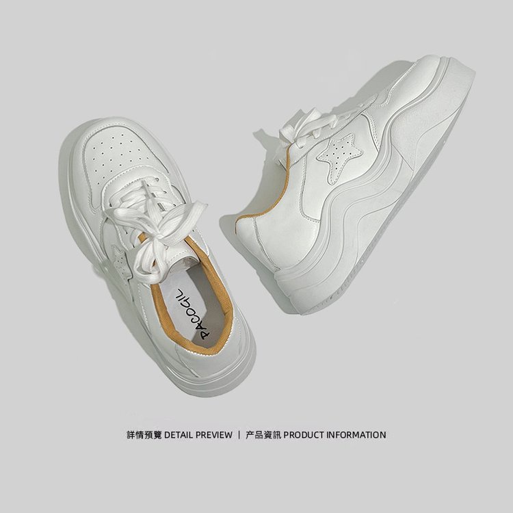 Giày Sneaker Cao Su PU Mũi Tròn Cột Dây Chéo Đế Thấp 3cm