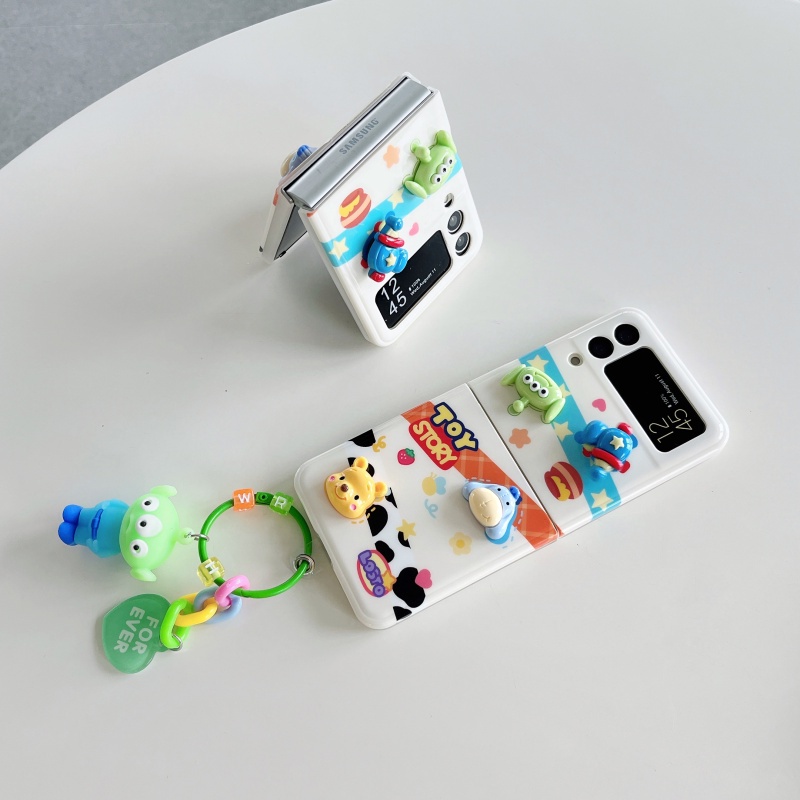 Ốp Điện Thoại Hình Vịt Và Hoa 3D Kèm Dây Móc Xỏ Ngón Chống Rơi Cho Samsung Galaxy Z Flip 3 Z Flip 4