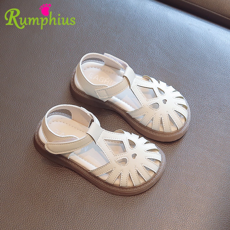 Rumphius Xăng đan Đế Mềm Chống Trượt Màu Trơn Đơn Giản Cho Bé Gái Size 22-36