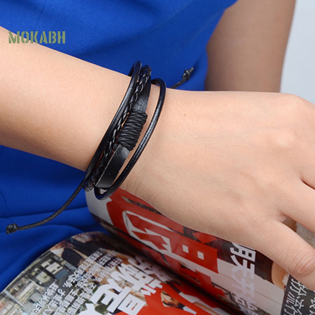 Vòng Tay Da Bện 4 Lớp Thời Trang Cho Nam Nữ