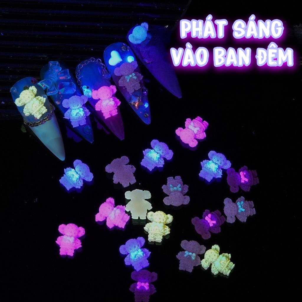 Gấu Kẹo Đổi Màu Phát Sáng Ban Đêm 2023 Đáng Yêu | Trang Trí Móng Tay