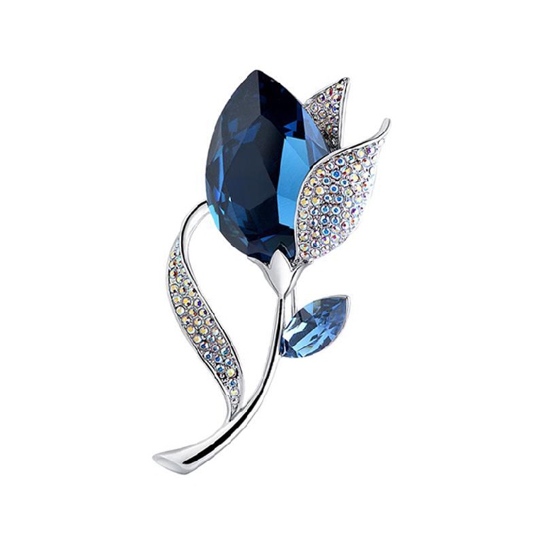 New 1pc Tulip Flower Brooch Pin Fashion Luxury Alloy for Women Shirts Gifts