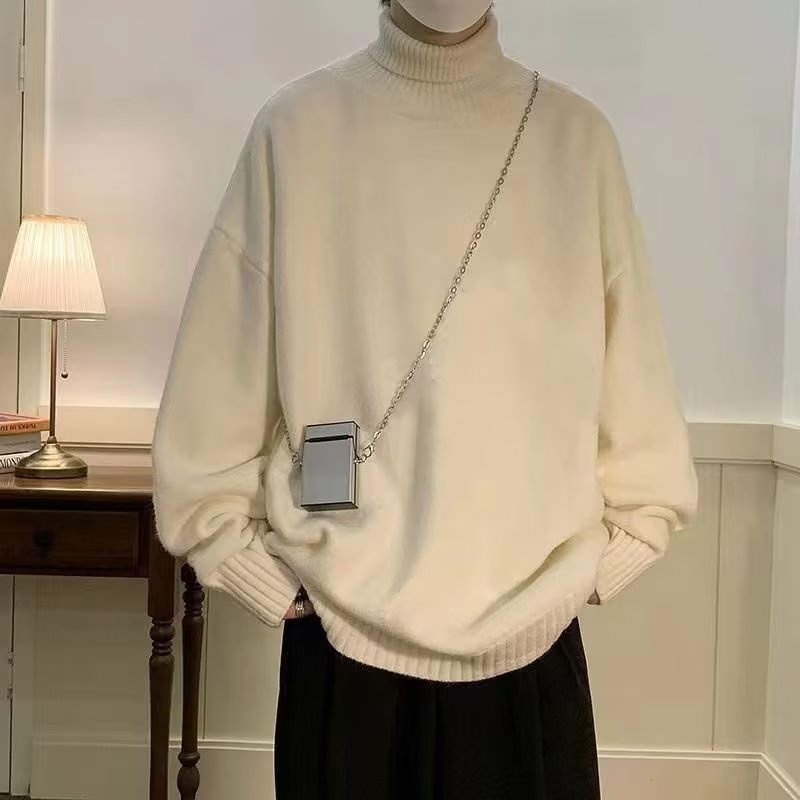 Áo sweater nam dệt kim cổ lọ dày dặn thoải mái thời trang thu đông cho nam áo len cổ lọ nam from rộng simple fashion áo sweater trơn unisex hàn quốc áo len hoạ tiết