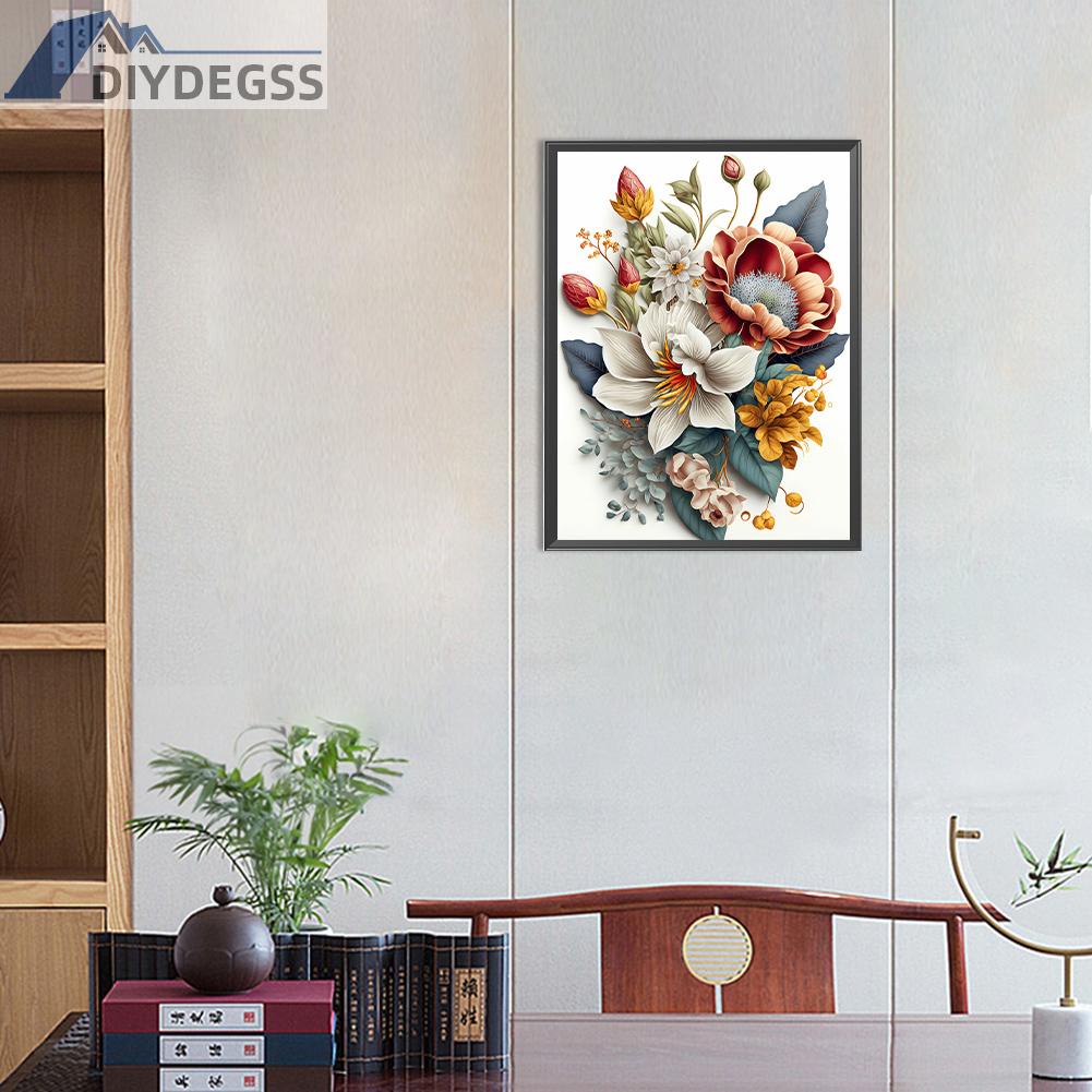 Tranh Đính Đá Kim Cương Toàn Bộ 5D DIY Hình Vẽ Hoa Trang Trí Nhà Cửa