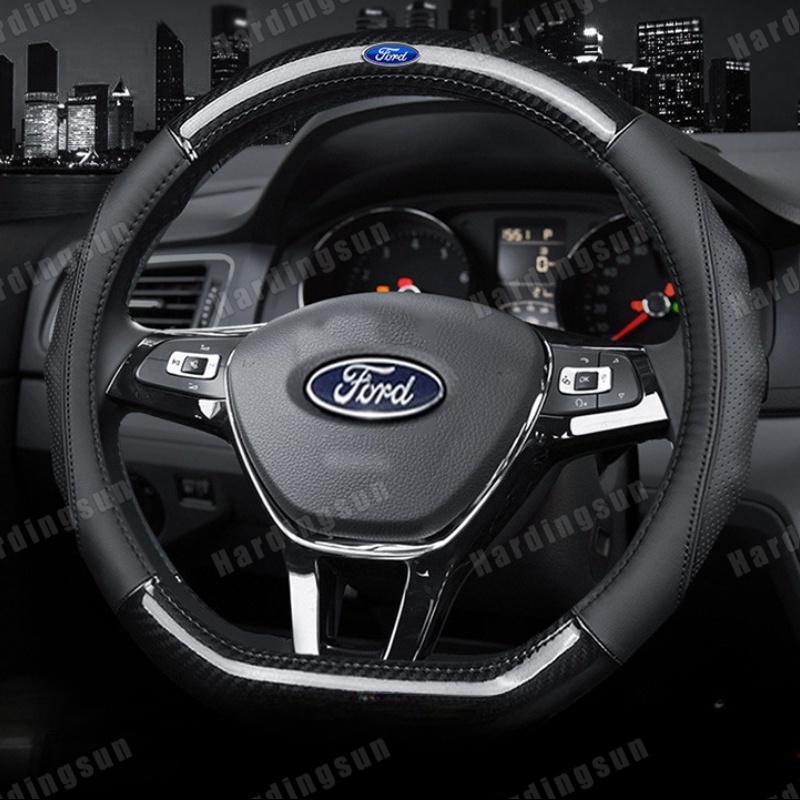 Vỏ Bọc Vô Lăng Xe Hơi Ford 38CM Bằng Da Sợi Carbon Chống Trượt Không Mùi
