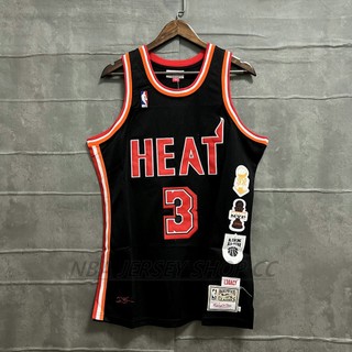 NBA Miami Heat chính hãng mới dành cho nam #3 Áo đấu cổ điển Dwyane Wade màu đen