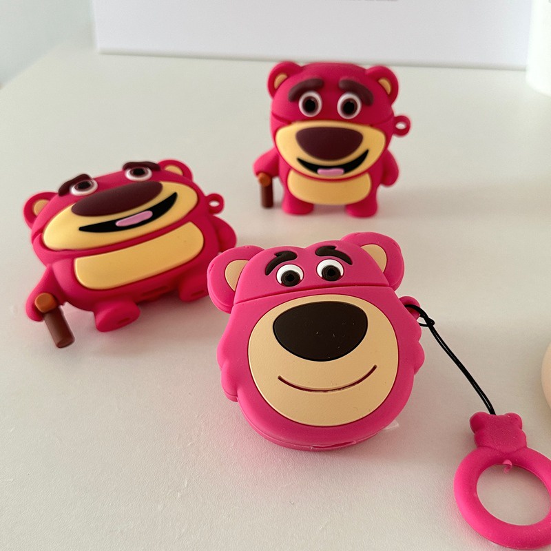 Vỏ Bảo Vệ Hộp Sạc Tai Nghe Airpods Pro 2 3 1 Bằng Silicon Mềm Hình Gấu Lotso Dễ Thương